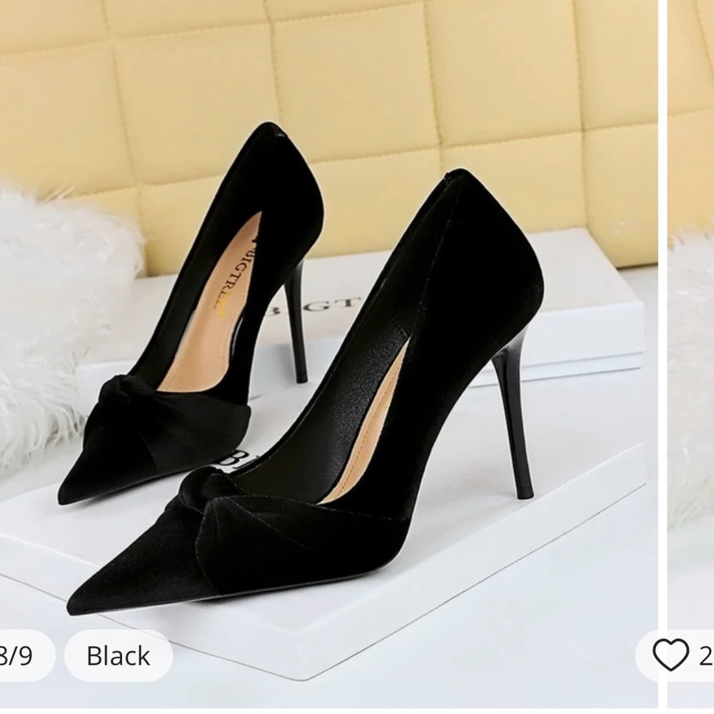 BIGTREE high heels women’s pumps butterfly knot pointed toe 10 cm thin heels